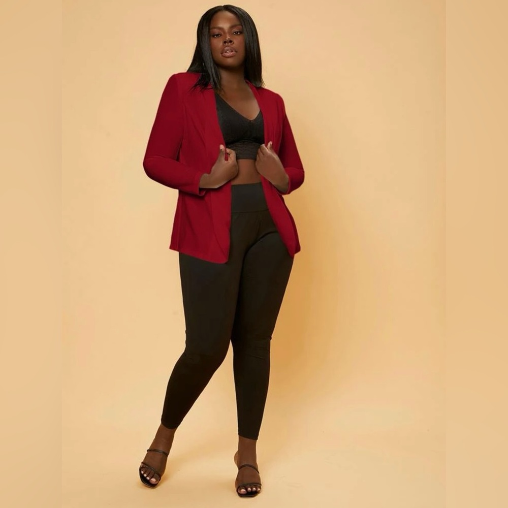 SHEIN SXY Red Open Front Blazer